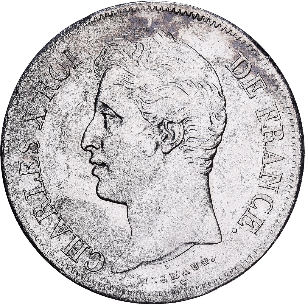 France, Charles X, 5 Francs, 1827, Rouen, Silver, VF(30-35), Gadoury:644