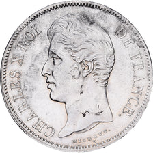 France, Charles X, 5 Francs, 1827, Rouen, Argent, TB+, Gadoury:644, KM:728.2