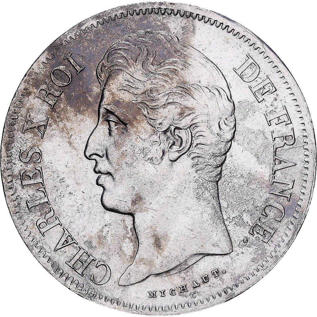 Francia, Charles X, 5 Francs, 1829, Rouen, Plata, BC+, Gadoury:644, KM:728.2