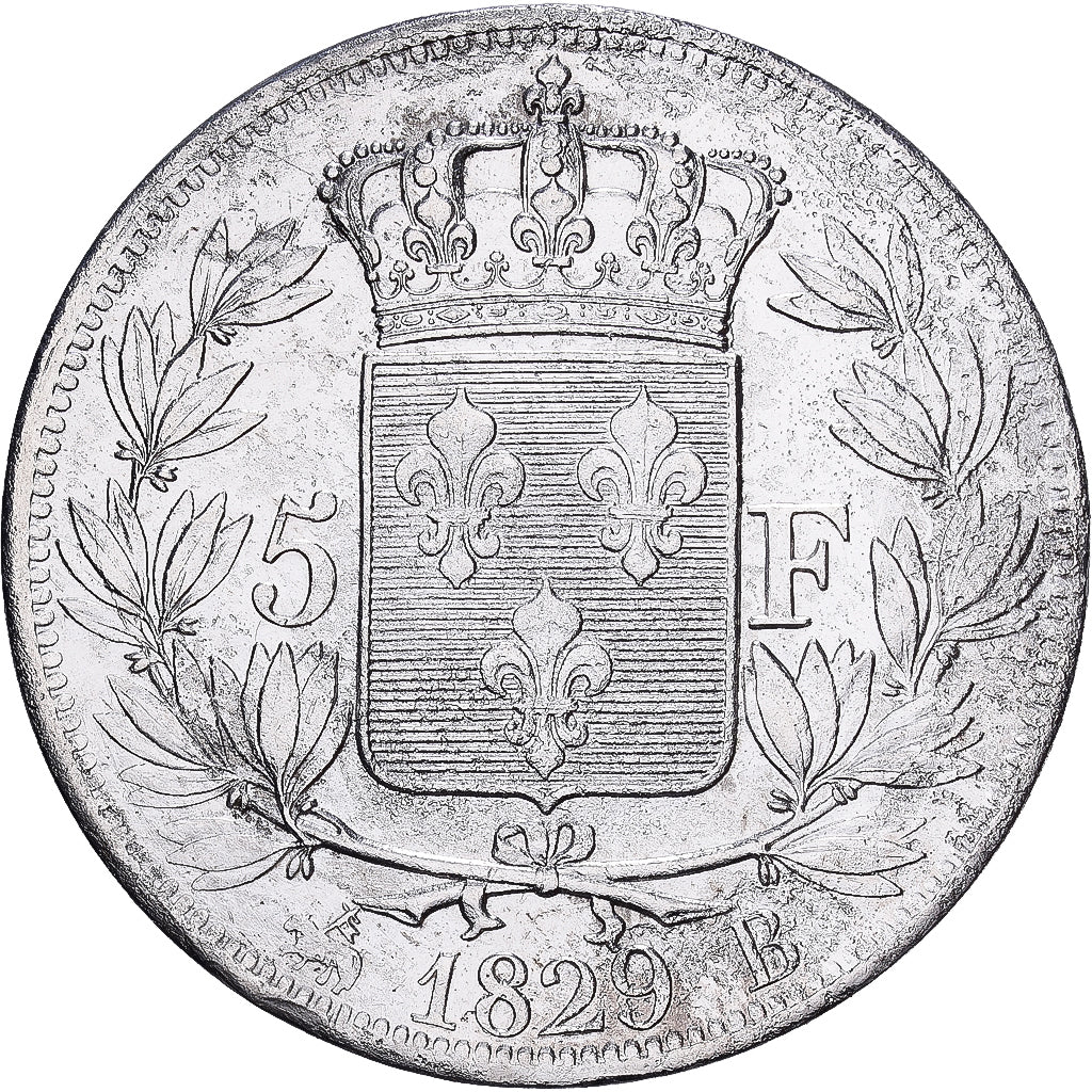 France, Charles X, 5 Francs, 1829, Rouen, Argent, TB+, Gadoury:644, KM:728.2