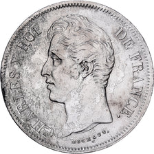 França, Charles X, 5 Francs, 1830, Rouen, Prata, VF(30-35), Gadoury:644