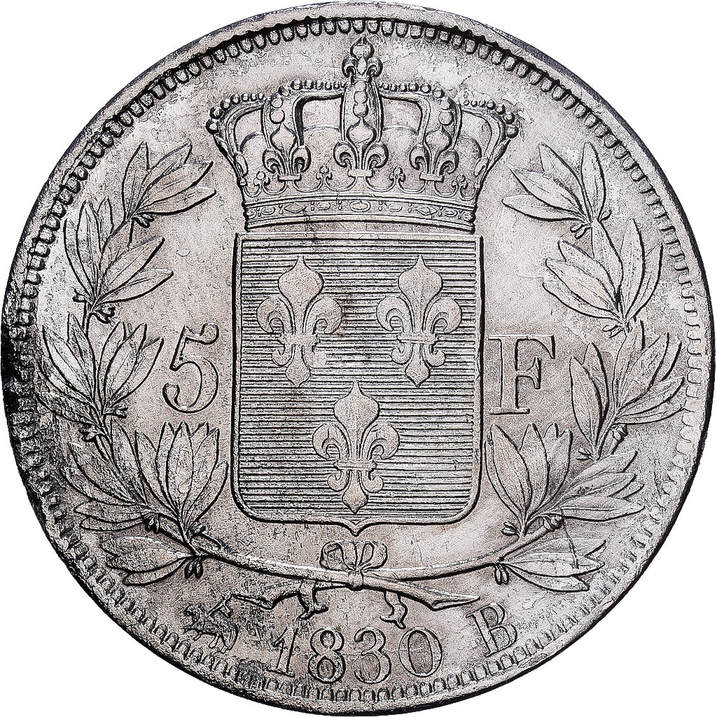Frankreich, Charles X, 5 Francs, 1830, Rouen, Silber, S+, Gadoury:644, KM:728.2
