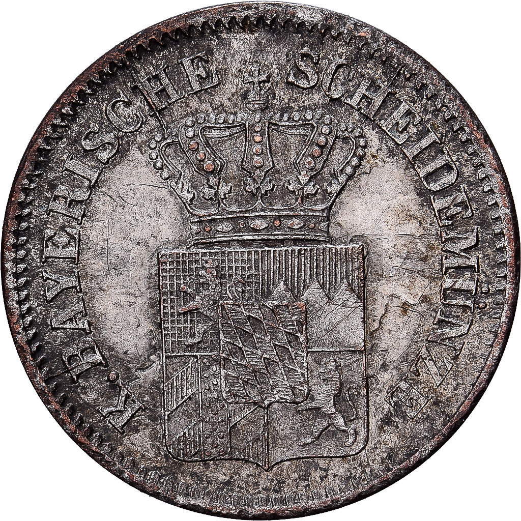 German States, BAVARIA, Ludwig II, Kreuzer, 1869, Silver, AU(50-53), KM:873