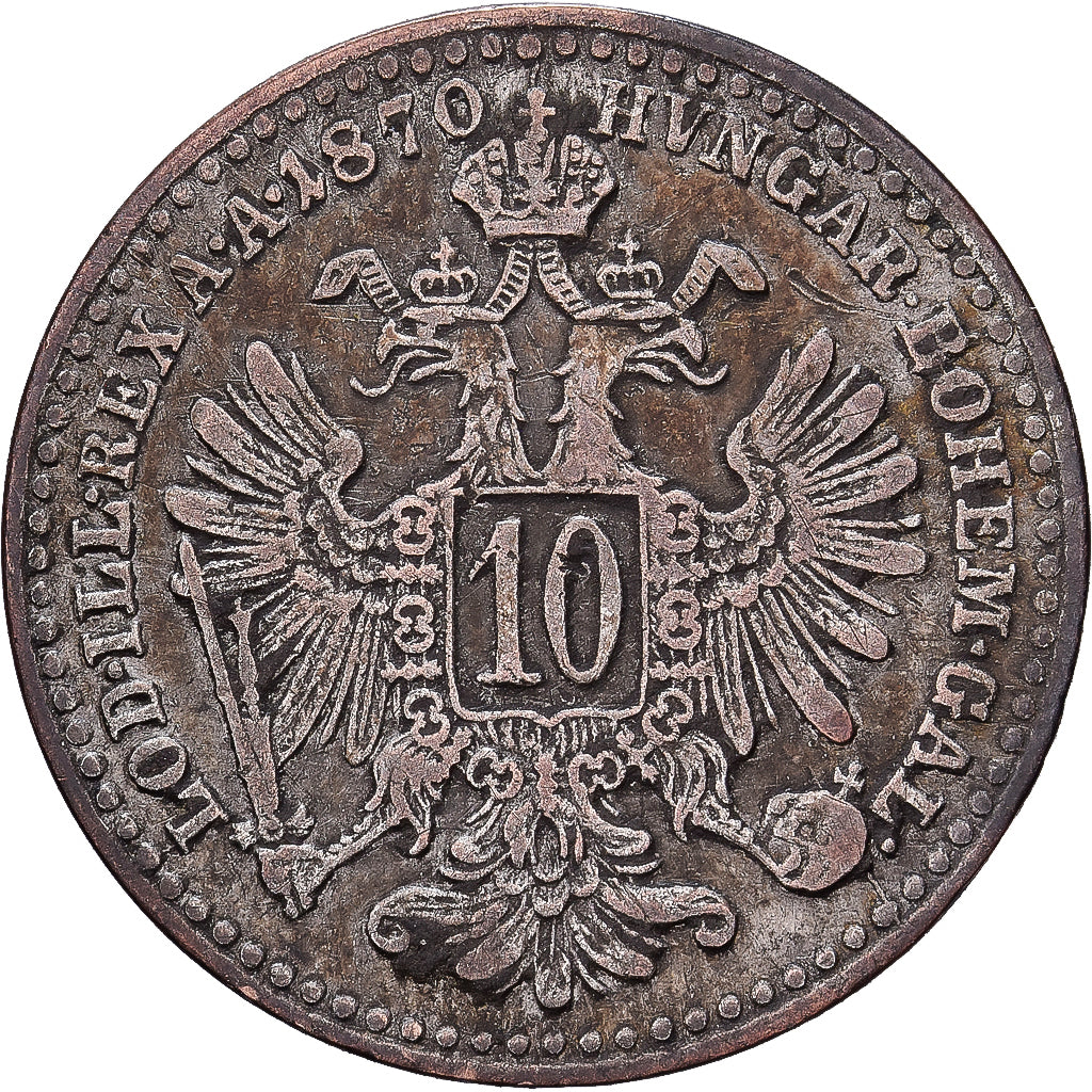 Österreich, Franz Joseph I, 10 Kreuzer, 1870, Silber, SS, KM:2206