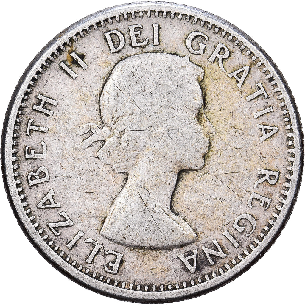 Kanada, Elizabeth II, 10 Cents, 1959, Royal Canadian Mint, Silber, S+, KM:51
