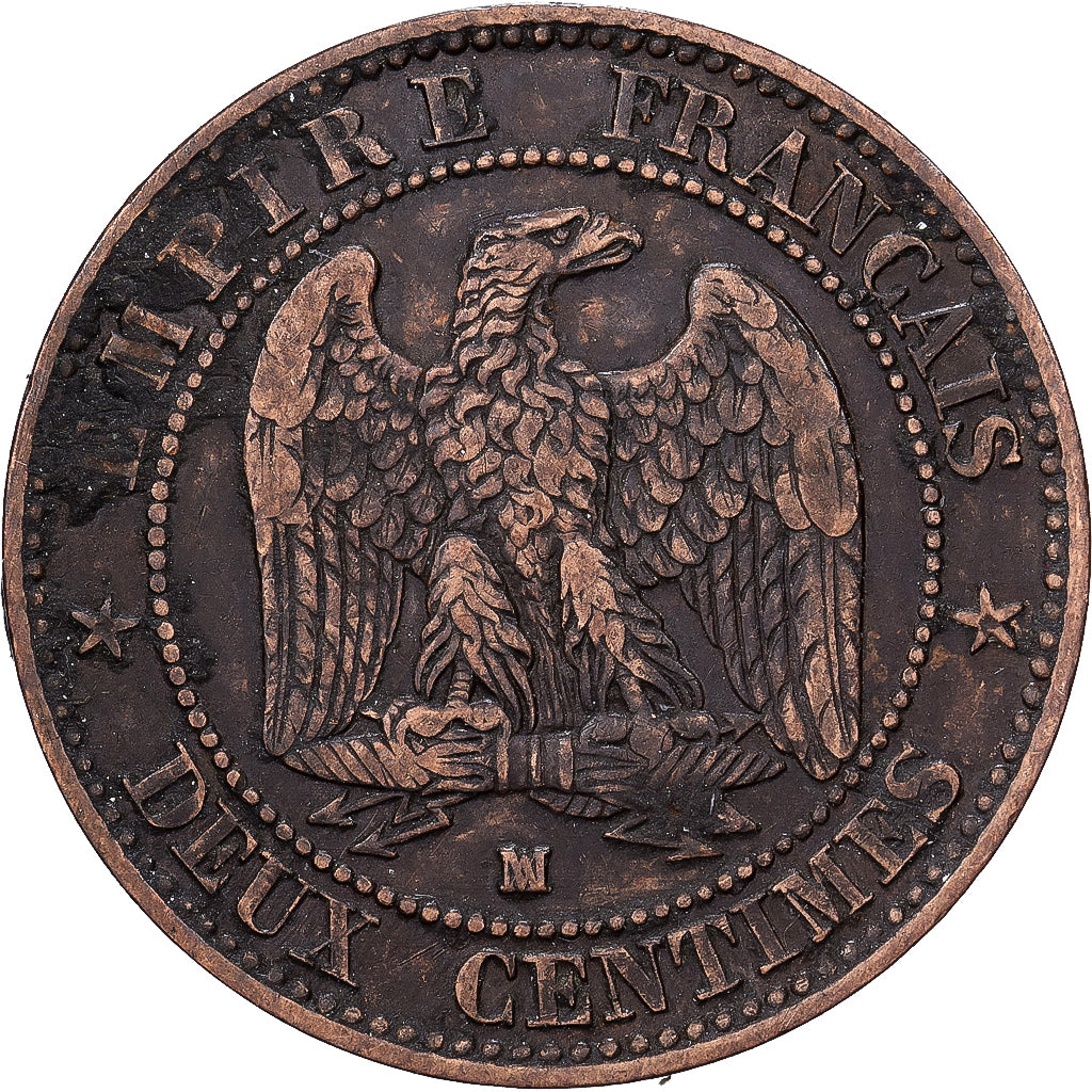 Frankreich, Napoleon III, 2 Centimes, 1856, Marseille, Bronze, S+, Gadoury:103