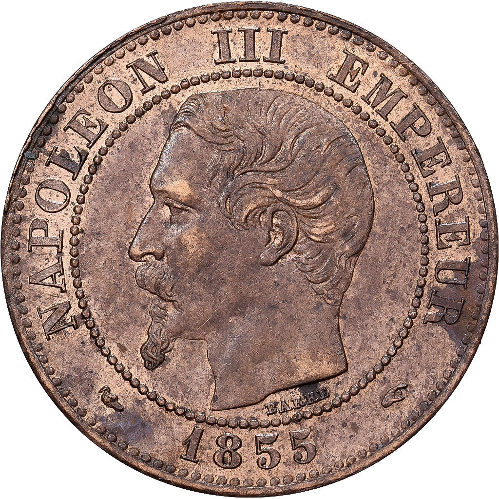 France, Napoléon III, 2 Centimes, 1855, Paris, Bronze, TTB+, Gadoury:103