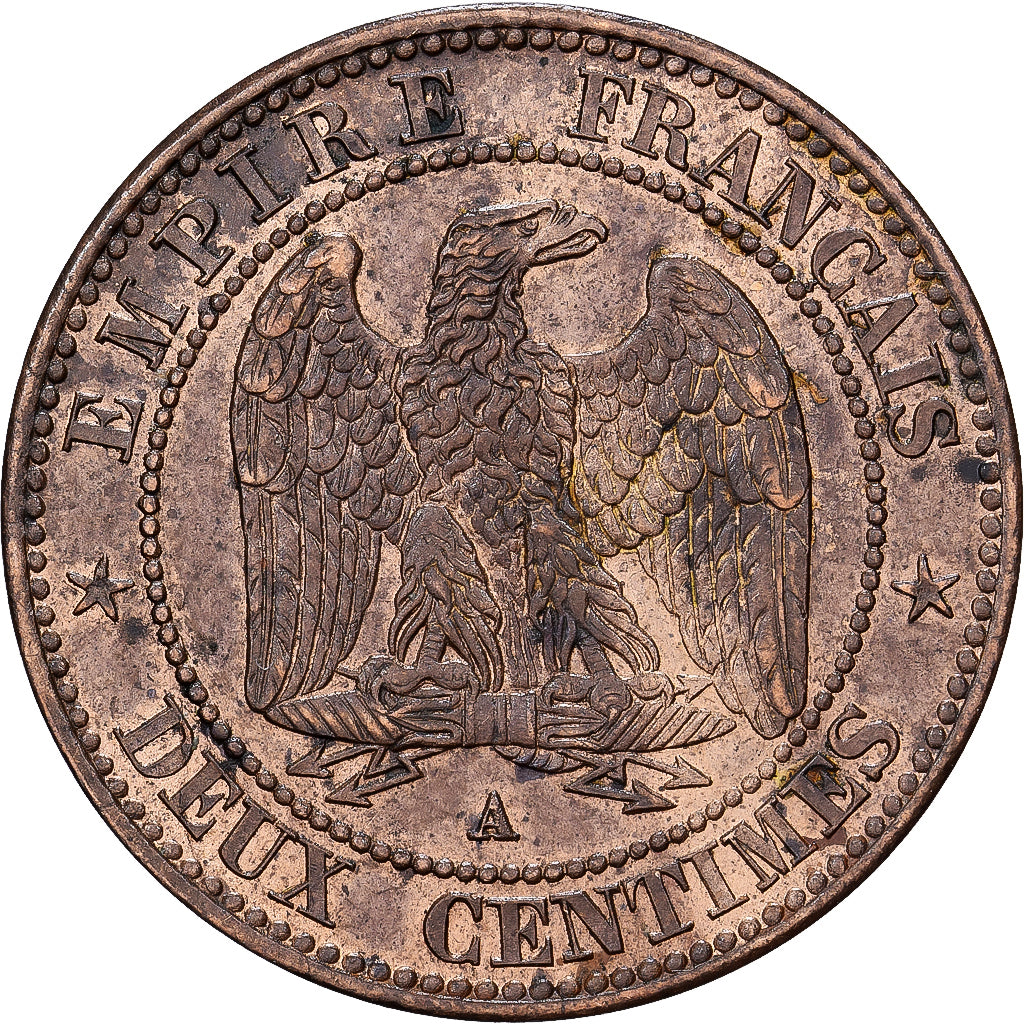 France, Napoléon III, 2 Centimes, 1855, Paris, Bronze, TTB+, Gadoury:103