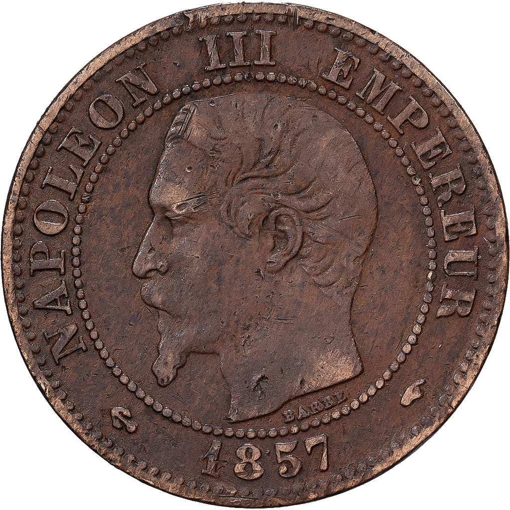 Frankreich, Napoleon III, 2 Centimes, 1857, Paris, Bronze, S+, Gadoury:103