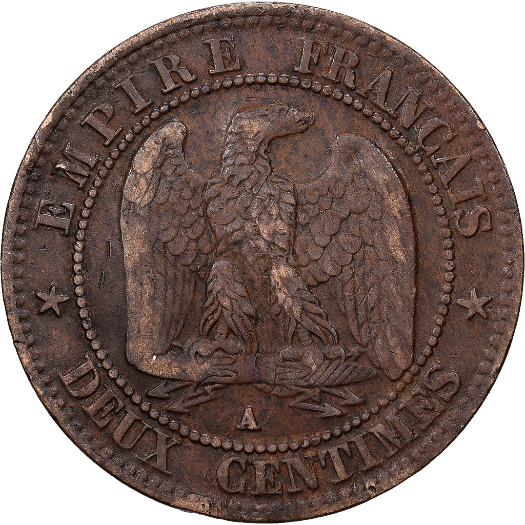 Frankreich, Napoleon III, 2 Centimes, 1857, Paris, Bronze, S+, Gadoury:103