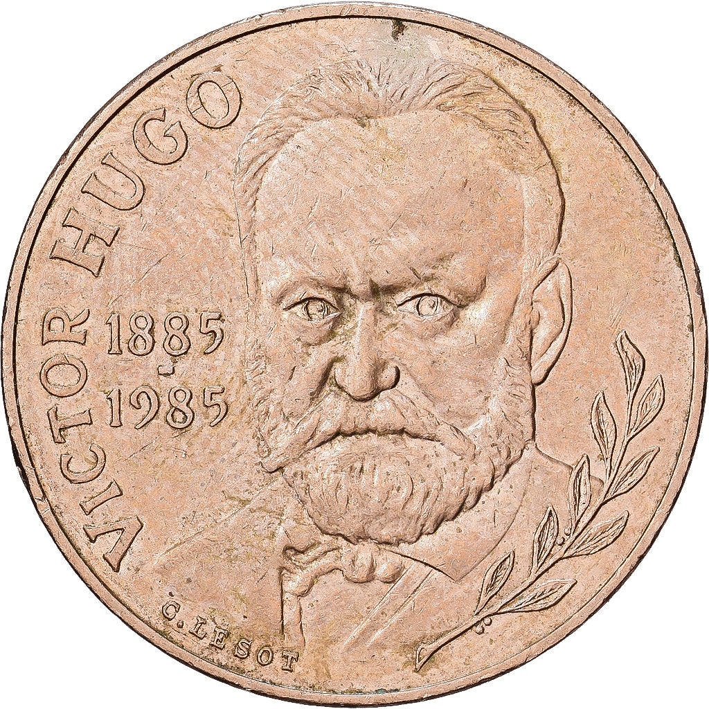 Francja, 10 Francs, Victor Hugo, 1985, Paris, Nikiel-Brąz, AU(50-53)