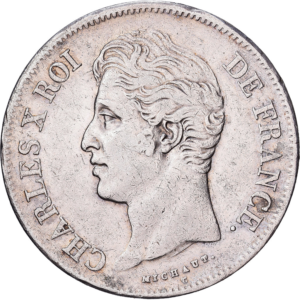 France, Charles X, 5 Francs, 1828, Lille, Silver, EF(40-45), Gadoury:644