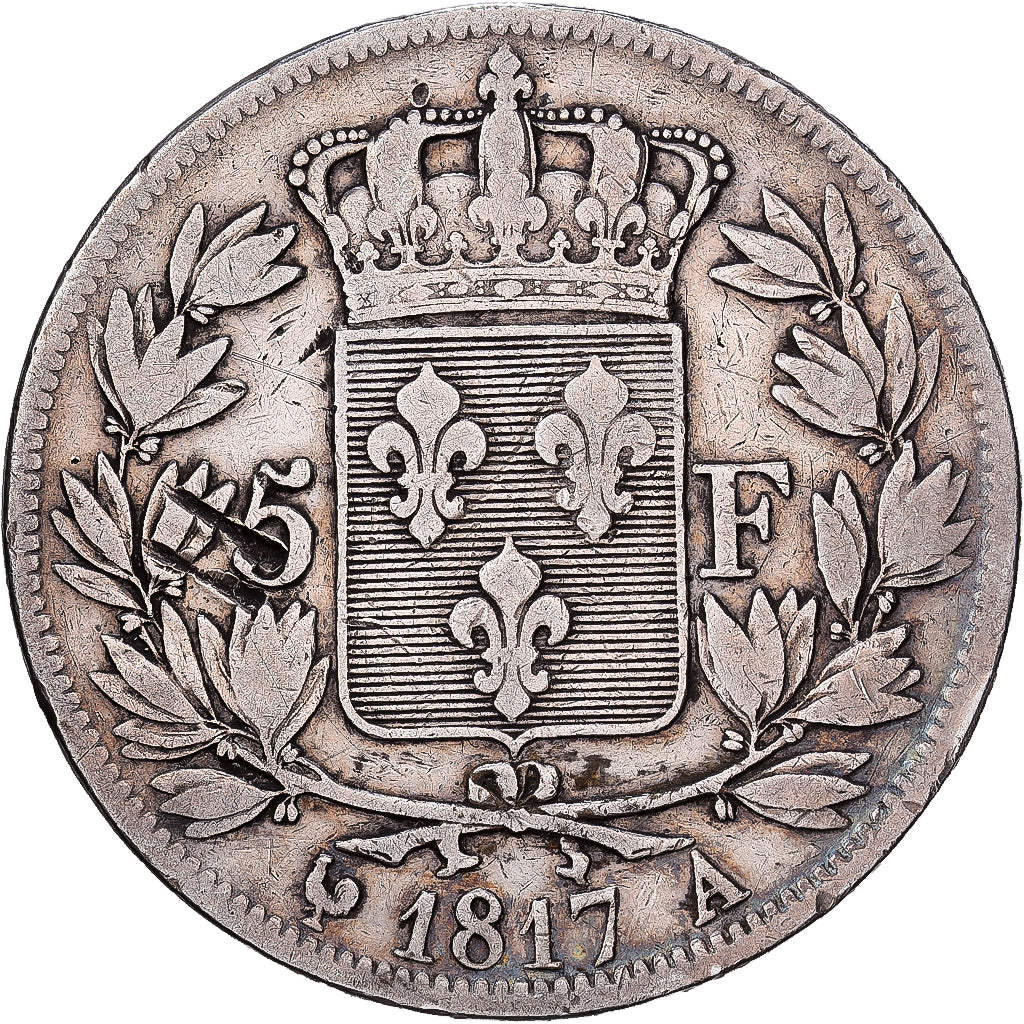France, Louis XVIII, 5 Francs, 1817, Paris, Argent, TB+, Gadoury:614, KM:711.1