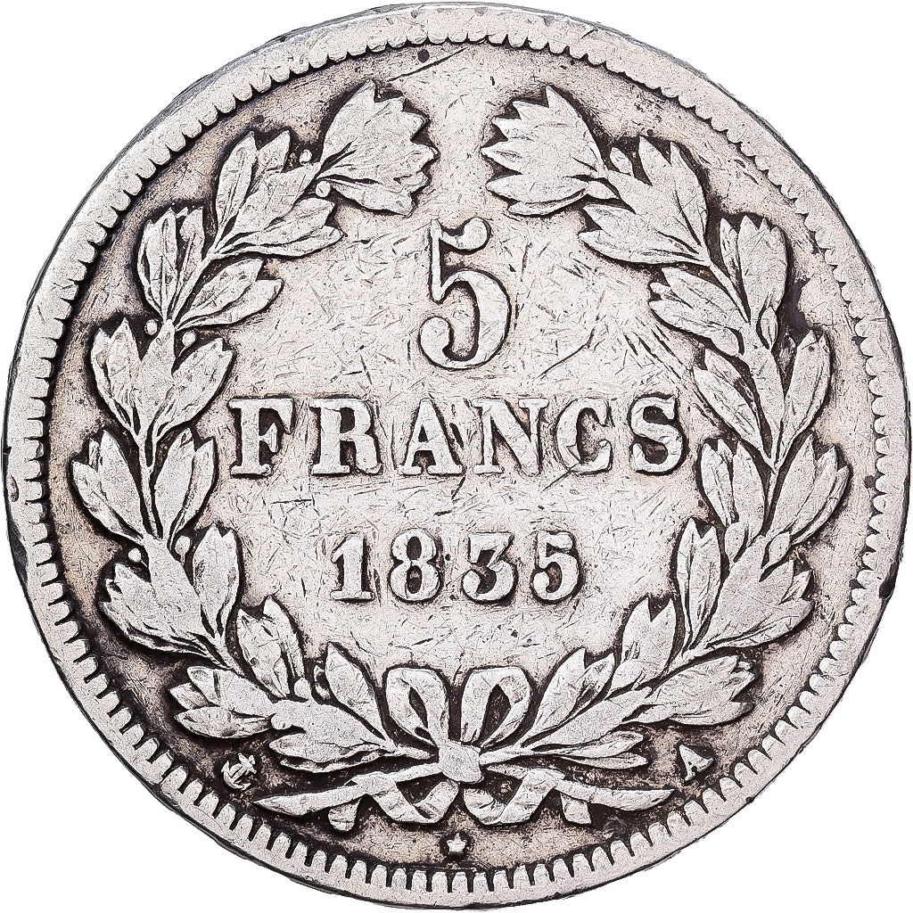 France, Louis Philippe I, 5 Francs, 1835, Paris, Silver, VF(30-35), Gadoury:678