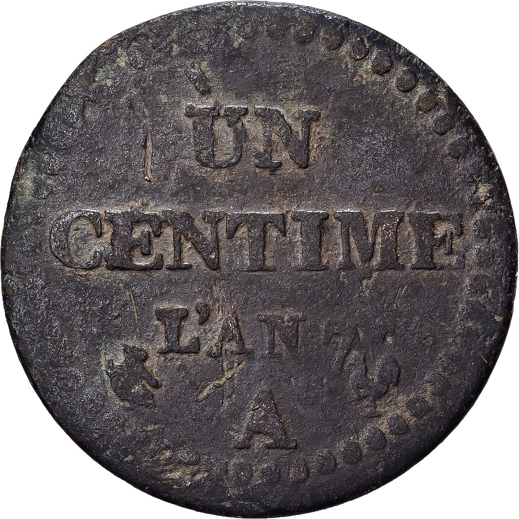 Francja, Centime, Dupré, AN 7 (1798-1799), Paris, Brązowy, VF(20-25)