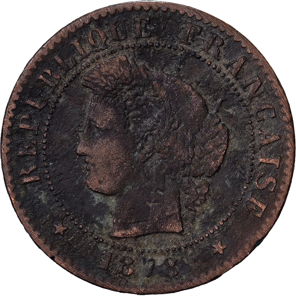 Francja, Centime, Cérès, 1878, Paris, Brązowy, VF(20-25), Gadoury:88