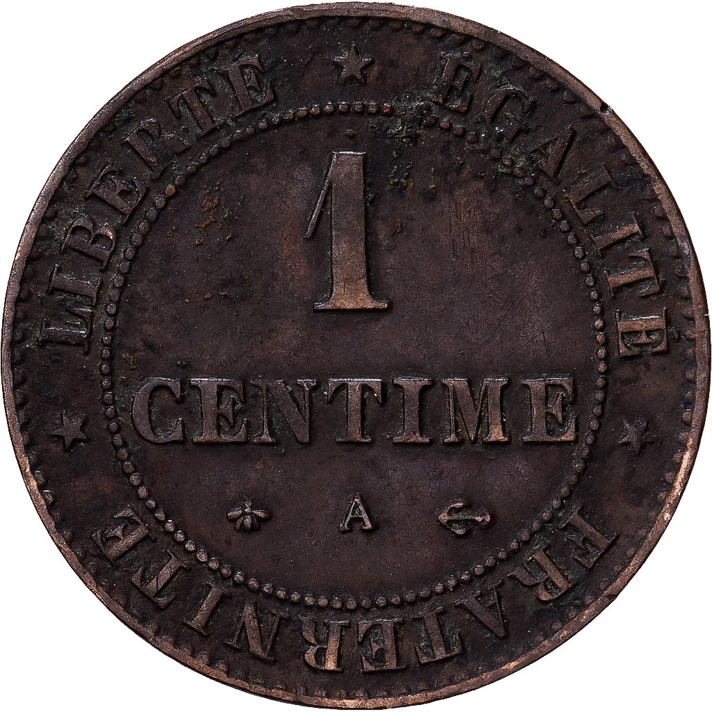 France, Centime, Cérès, 1875, Paris, Bronze, EF(40-45), Gadoury:88, KM:826.1