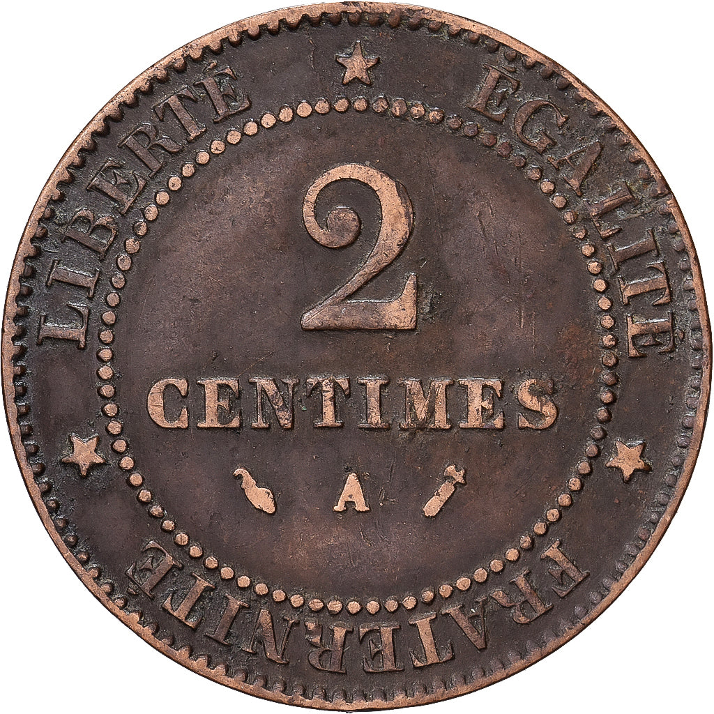 França, 2 Centimes, Cérès, 1886, Paris, Bronze, EF(40-45), Gadoury:105