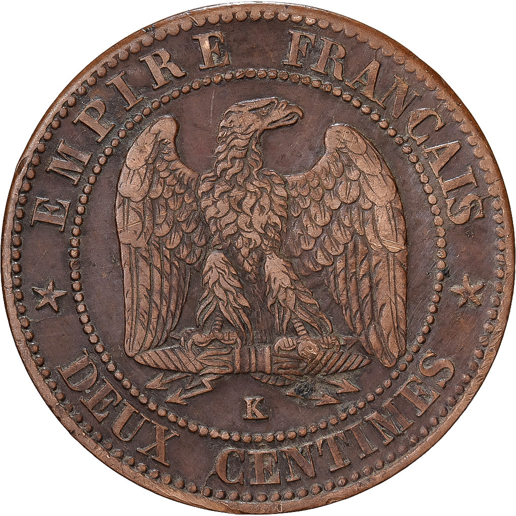 França, Napoleon III, 2 Centimes, 1862, Bordeaux, Bronze, EF(40-45)