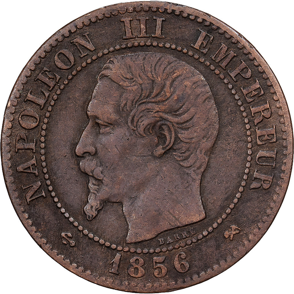 France, Napoleon III, 2 Centimes, 1856, Rouen, Bronze, VF(20-25), Gadoury:103