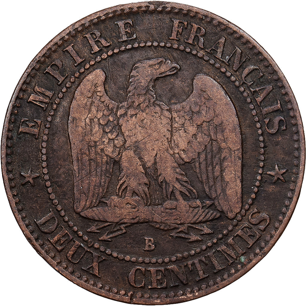 France, Napoleon III, 2 Centimes, 1856, Rouen, Bronze, VF(20-25), Gadoury:103