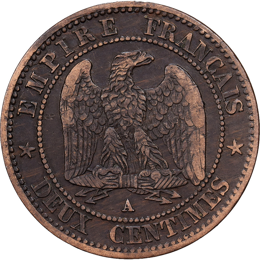 Frankreich, Napoleon III, 2 Centimes, 1853, Paris, Bronze, S, Gadoury:103