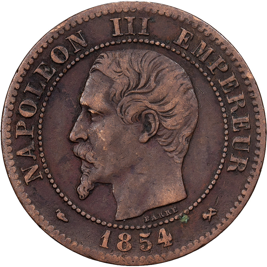 France, Napoleon III, 2 Centimes, 1854, Rouen, Bronze, VF(30-35), Gadoury:103