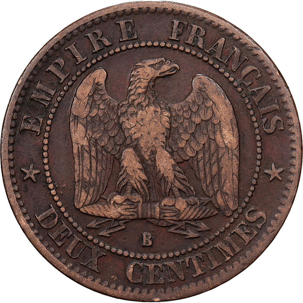 France, Napoleon III, 2 Centimes, 1854, Rouen, Bronze, VF(30-35), Gadoury:103