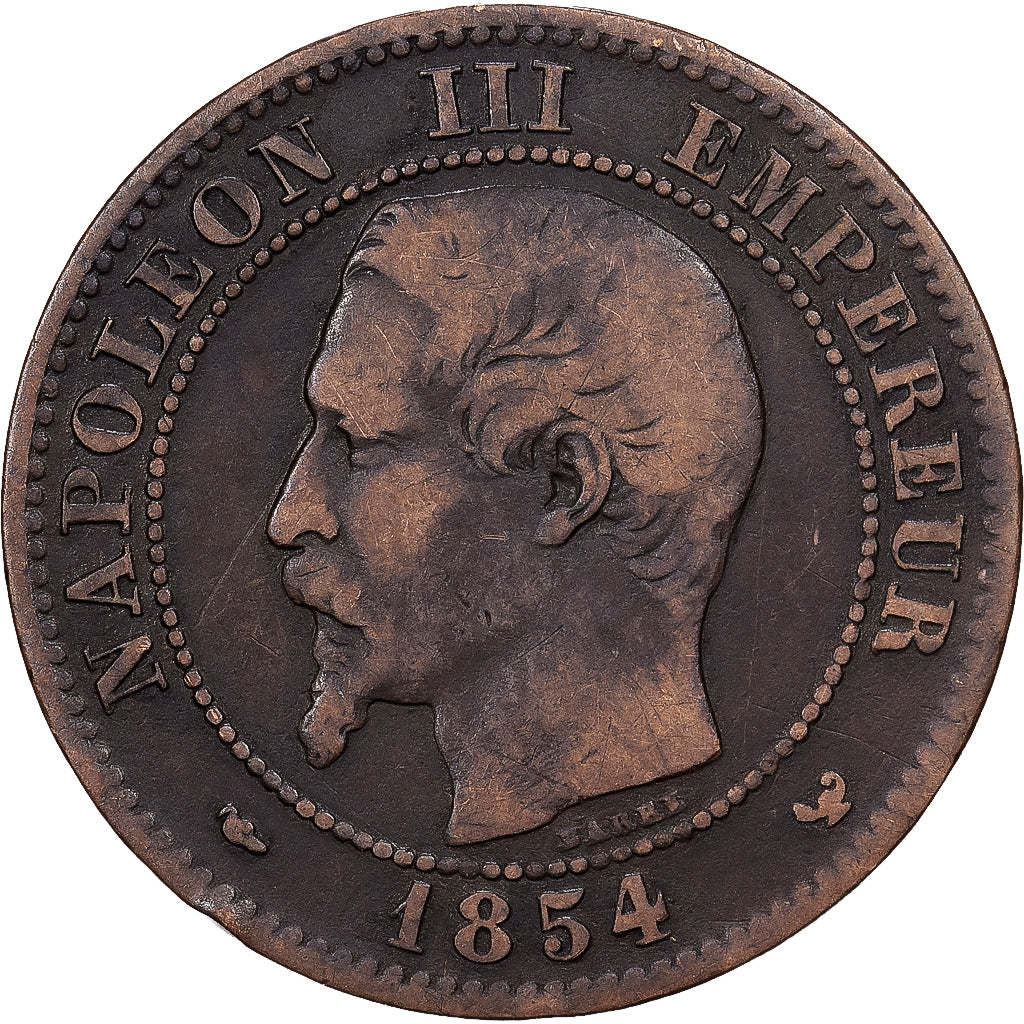 France, Napoleon III, 2 Centimes, 1854, Lille, Bronze, VF(20-25), Gadoury:103