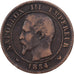 France, Napoleon III, 2 Centimes, 1854, Lille, Bronze, VF(20-25), Gadoury:103