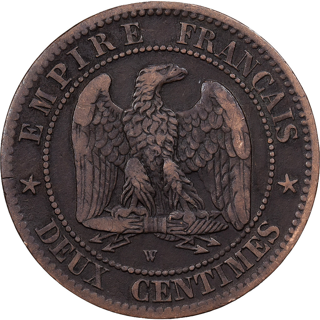 France, Napoleon III, 2 Centimes, 1854, Lille, Bronze, VF(20-25), Gadoury:103
