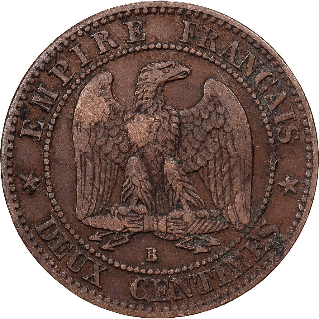 France, Napoléon III, 2 Centimes, 1855, Rouen, Bronze, TB+, Gadoury:103