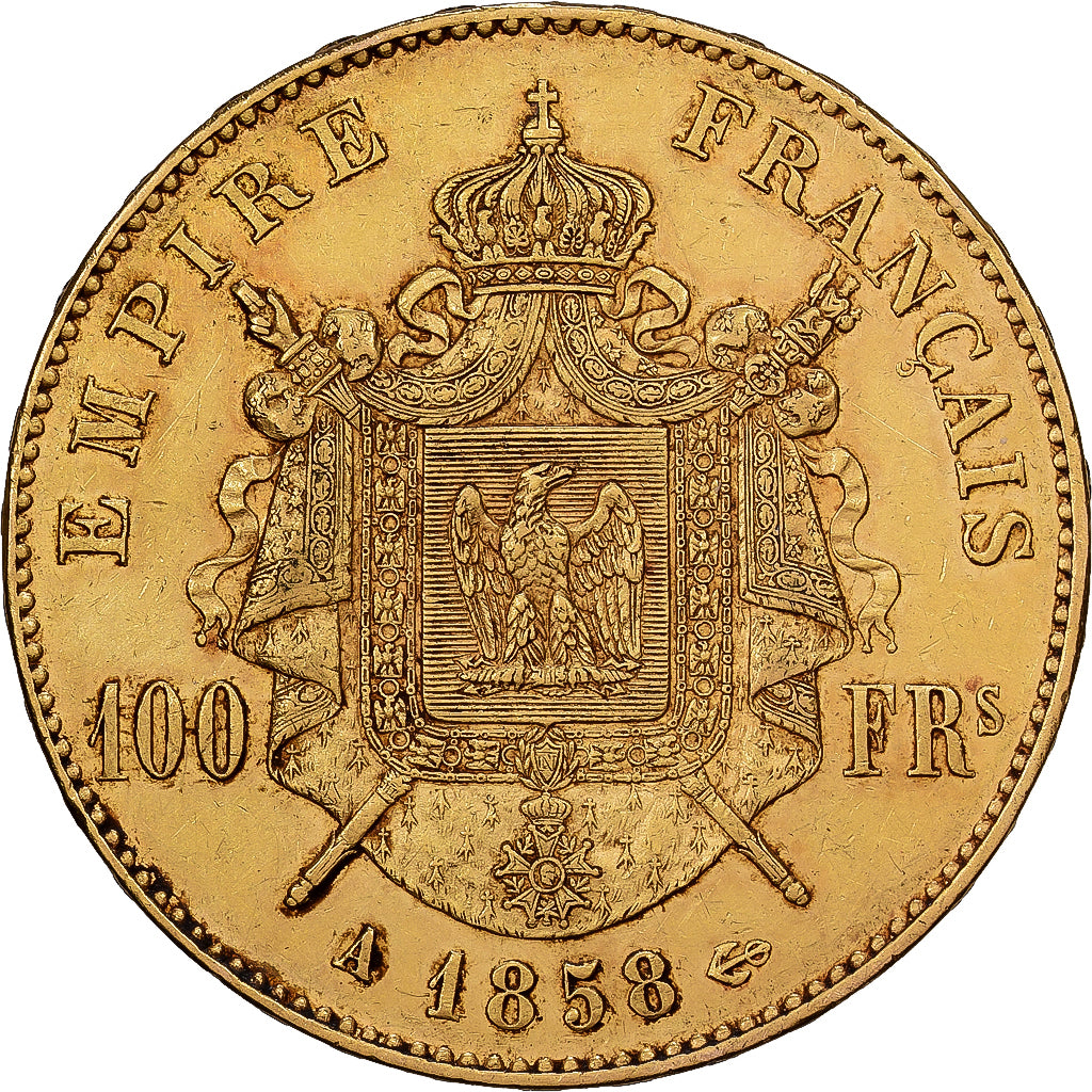 France, Napoleon III, 100 Francs, 1858, Paris, Gold, AU(50-53), Gadoury:1135