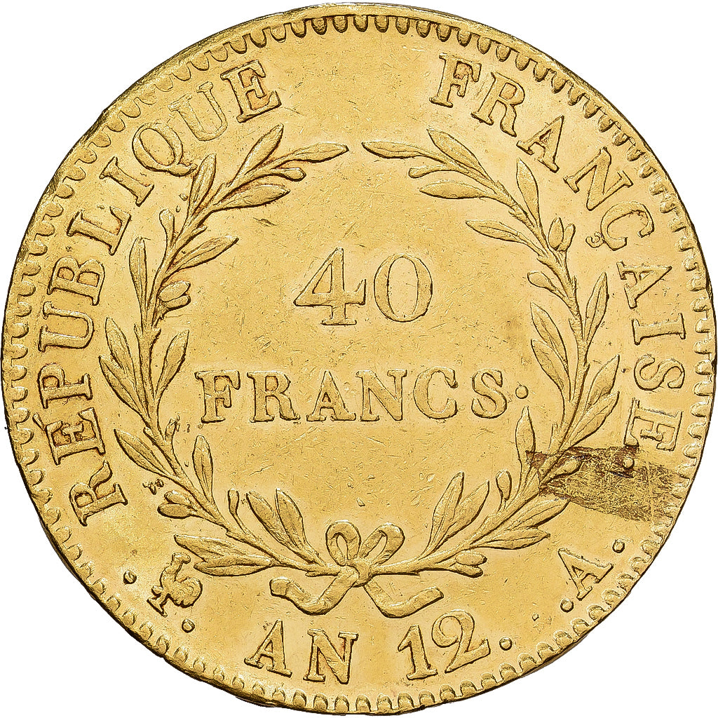 France, Bonaparte Ier Consul, 40 Francs, An 12 (1804), Paris, Or, SUP
