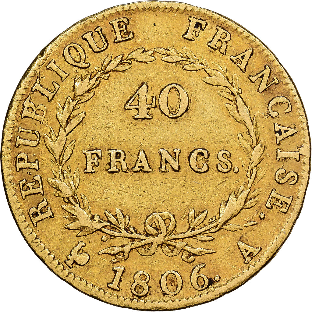 Francia, Napoleon I, 40 Francs, 1806, Paris, Oro, MBC, Gadoury:1082, KM:675.1