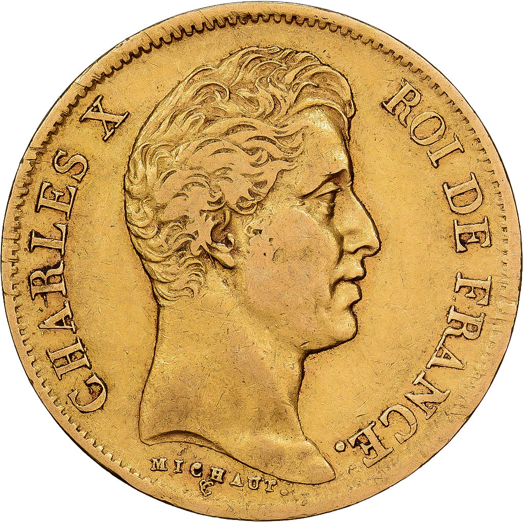 Francja, Charles X, 40 Francs, 1830, Paris, Złoto, EF(40-45), Gadoury:1105