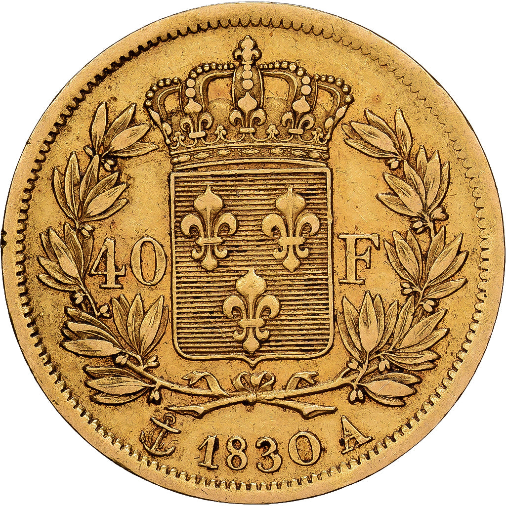 Francja, Charles X, 40 Francs, 1830, Paris, Złoto, EF(40-45), Gadoury:1105