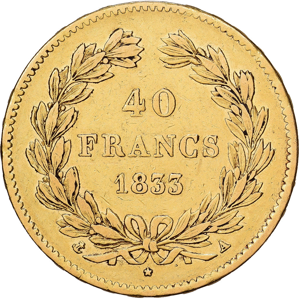 France, Louis-Philippe, 40 Francs, 1833, Paris, Gold, EF(40-45), KM:747.1