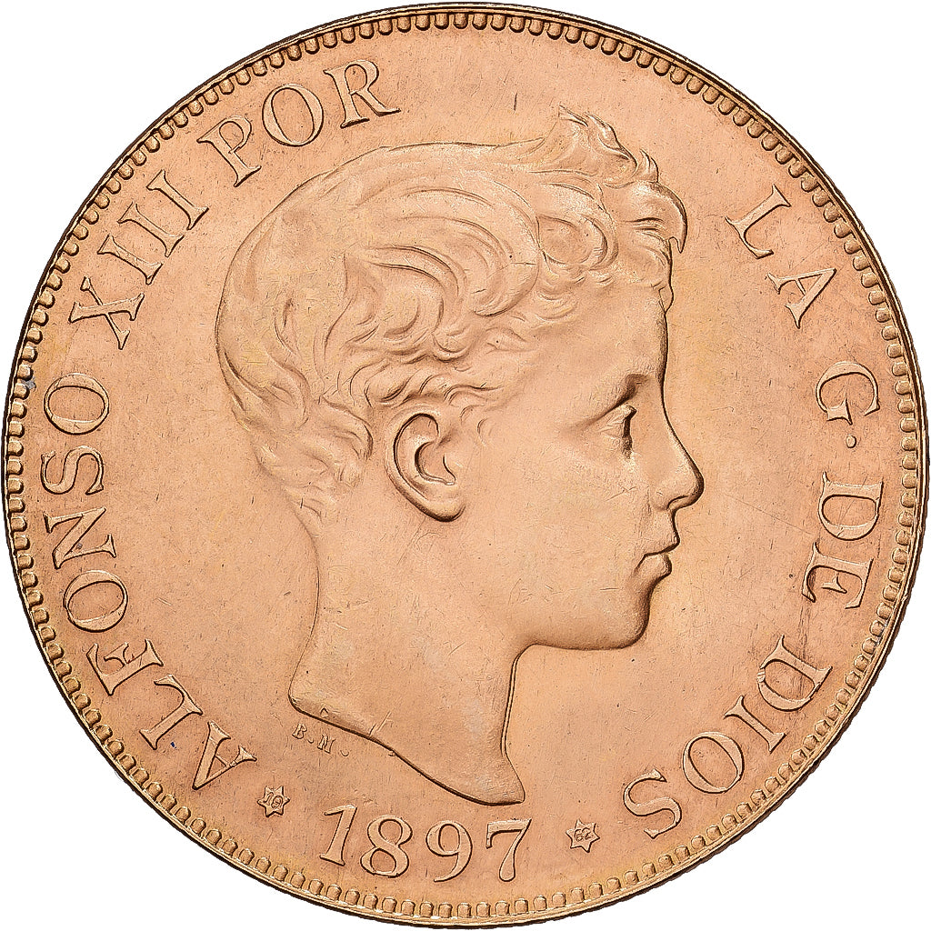 España, Alfonso XIII, 100 Pesetas, 1897(62), Madrid, Restrike, Oro rojo, EBC+