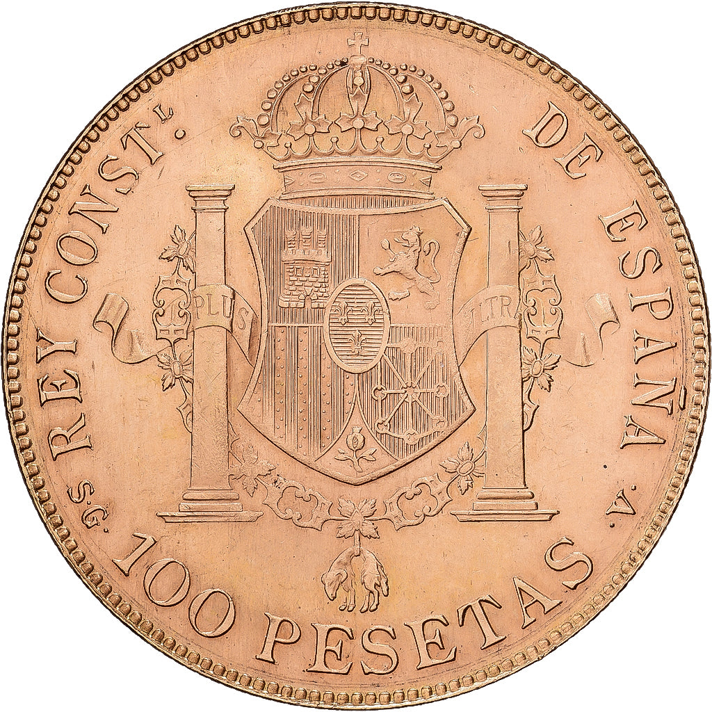 España, Alfonso XIII, 100 Pesetas, 1897(62), Madrid, Restrike, Oro rojo, EBC+