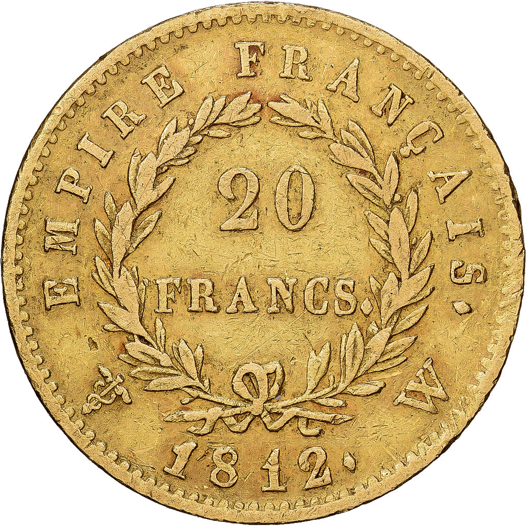 Francja, Napoleon I, 20 Francs, 1812, Lille, Złoto, EF(40-45), Gadoury:1025