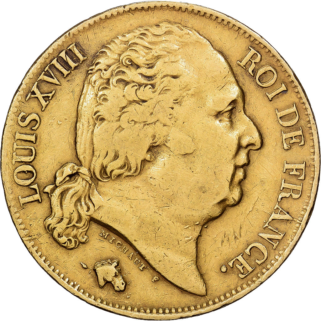 Frankrijk, Louis XVIII, 20 Francs, 1818, Paris, Goud, FR+, Gadoury:1028