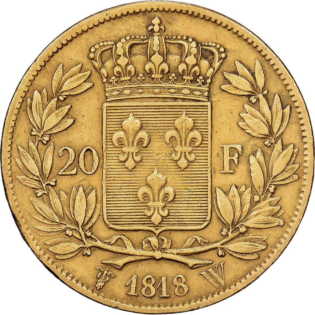 Frankrijk, Louis XVIII, 20 Francs, 1818, Paris, Goud, FR+, Gadoury:1028