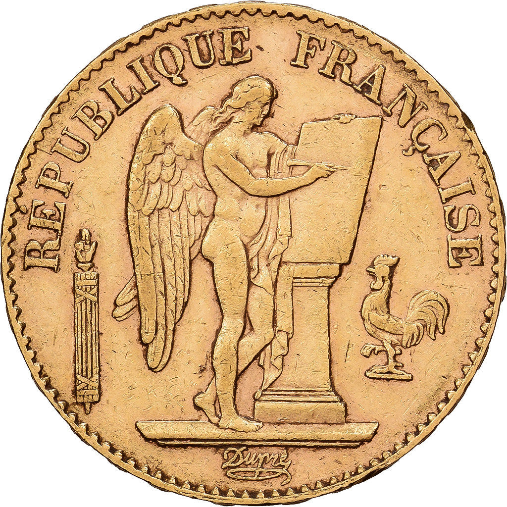 França, 20 Francs, Génie, 1888, Paris, Dourado, EF(40-45), Gadoury:1063