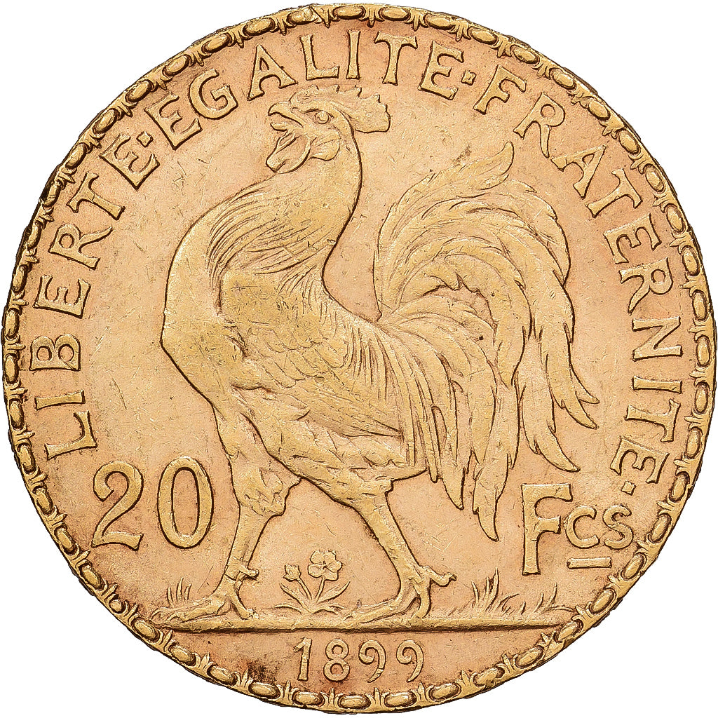 França, 20 Francs, Marianne, 1899, Paris, Dourado, EF(40-45), Gadoury:1064