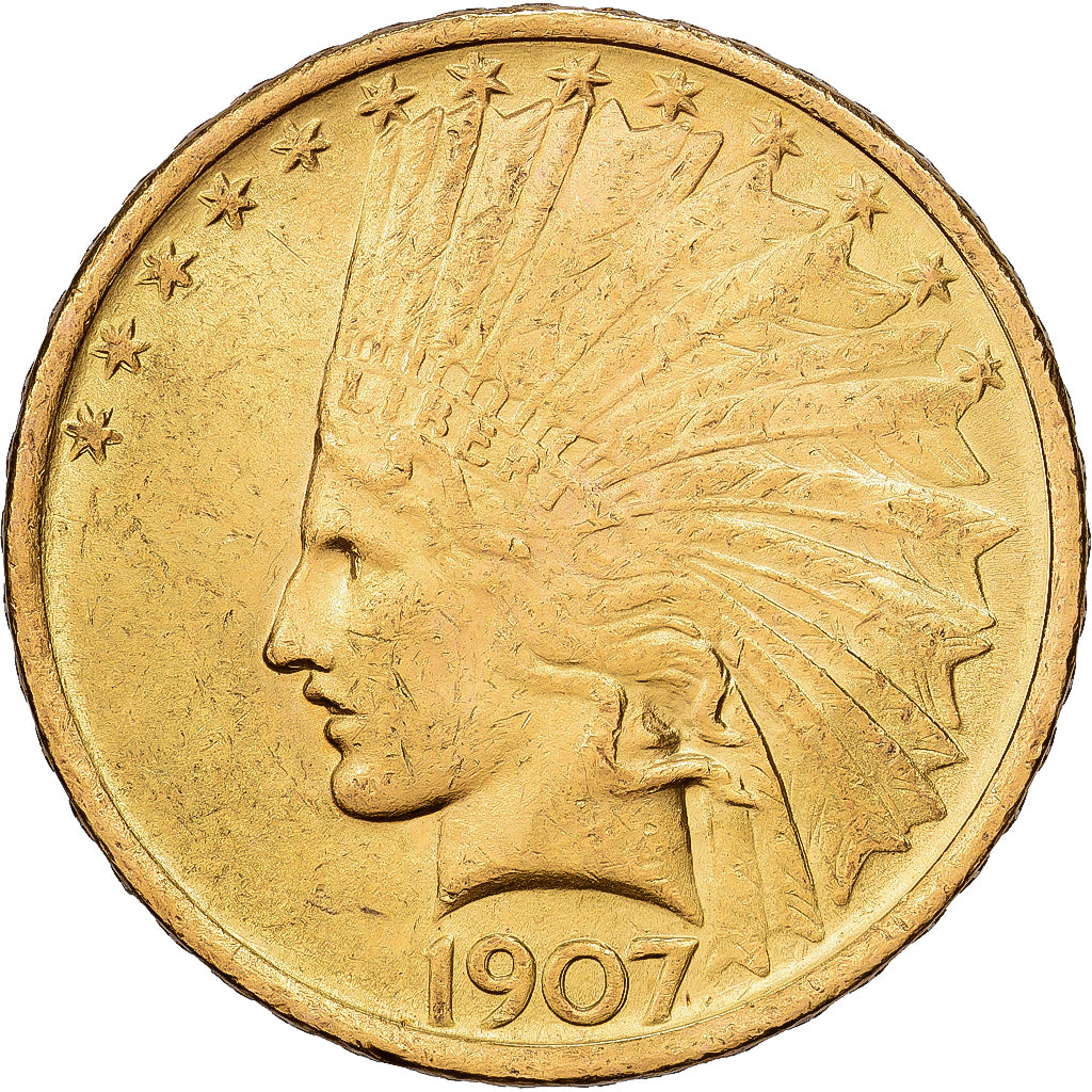 Estados Unidos, $10, Eagle, Indian Head, 1907 (AH 1293/33), U.S. Mint, Oro