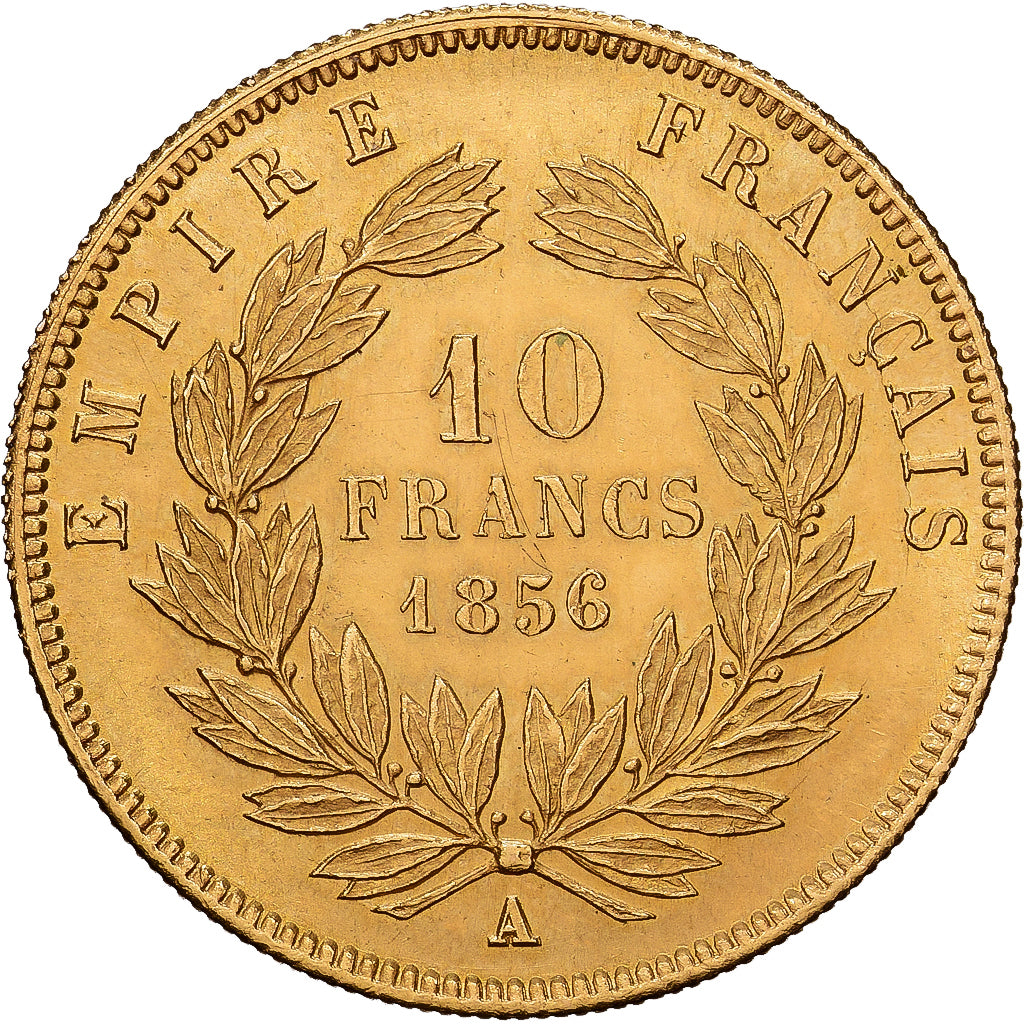 Frankreich, Napoleon III, 10 Francs, 1856, Paris, Gold, VZ, Gadoury:1014