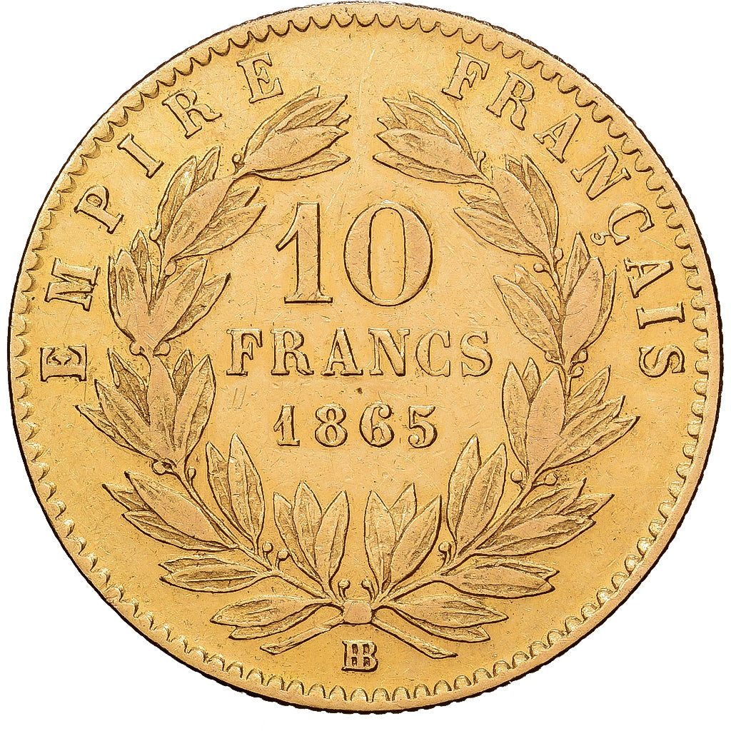 France, Napoléon III, 10 Francs, 1865, Strasbourg, Or, TB+, Gadoury:1015