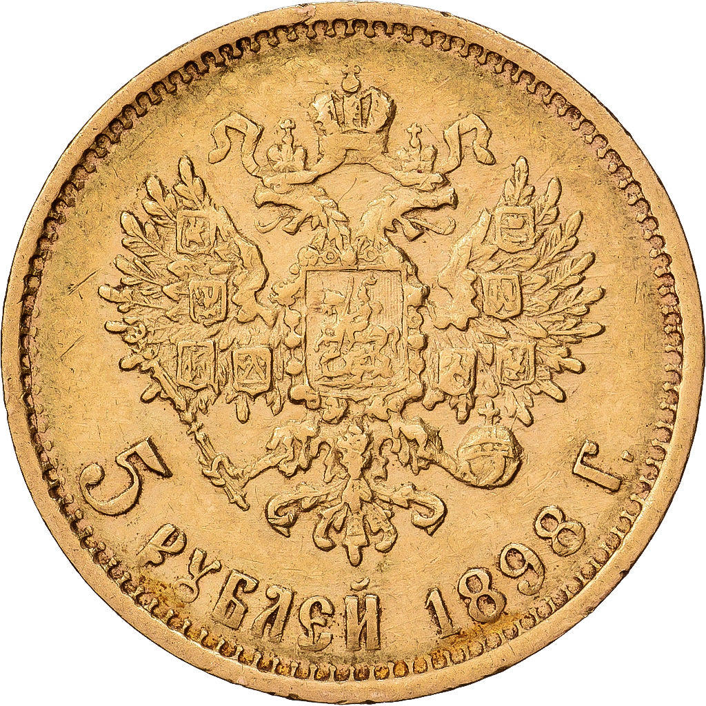 Russie, Nicholas II, 5 Roubles, 1898, St. Petersburg, Or, TTB+, KM:62
