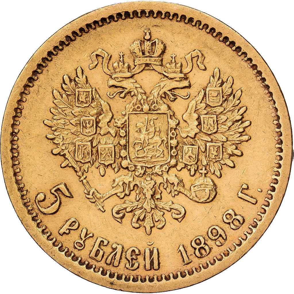 Russie, Nicholas II, 5 Roubles, 1898, St. Petersburg, Or, TTB, KM:62